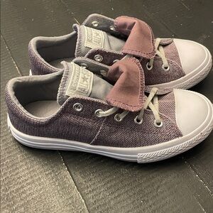 Converse Double Tongue Ox Kids Purple Slip On Shoe